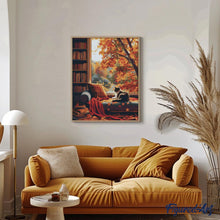 Cargar imagen en el visor de la galería, Diamond Painting - Vista otoñal del gato 40x50cm con bastidor montado