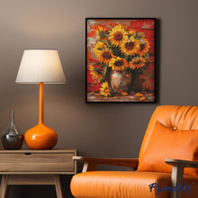 Cargar imagen en el visor de la galería, Diamond Painting - Jarrón de girasoles de otoño 40x50cm con bastidor montado