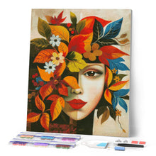 Cargar imagen en el visor de la galería, Diamond Painting - Cara floral otoñal inspirada en Picasso 40x50cm con bastidor montado