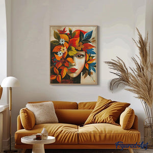 Diamond Painting - Cara floral otoñal inspirada en Picasso