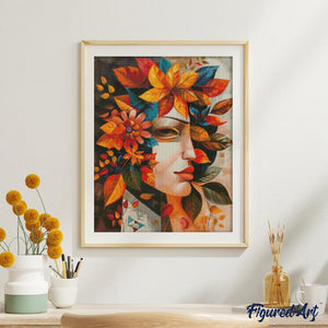 Diamond Painting - Máscara de hoja de otoño inspirada en Picasso