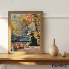 Cargar imagen en el visor de la galería, Diamond Painting - Dama otoñal inspirada en Renoir 40x50cm con bastidor montado