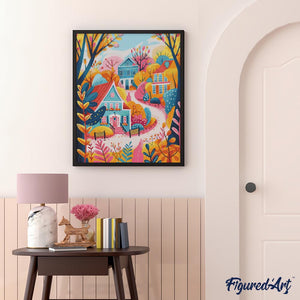 Diamond Painting - Casas coloridas de otoño