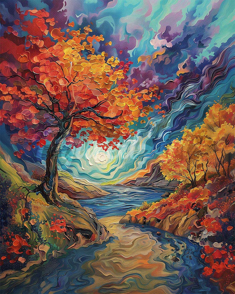 Diamond Painting - Otoño surrealista inspirado en Van Gogh