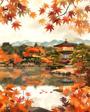 Cargar imagen en el visor de la galería, Diamond Painting - Templo japonés junto al lago en otoño