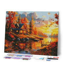 Cargar imagen en el visor de la galería, Diamond Painting - Atardecer de otoño junto a la cabaña