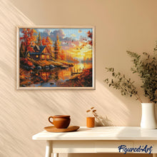 Cargar imagen en el visor de la galería, Diamond Painting - Atardecer de otoño junto a la cabaña