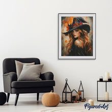 Cargar imagen en el visor de la galería, Diamond Painting - La bruja bonita 40x50cm con bastidor montado