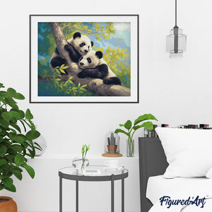 Diamond Painting - Pandas en una Rama