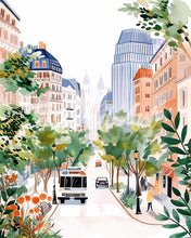 Cargar imagen en el visor de la galería, Diamond Painting - Bulevar de Ciudad en Acuarela