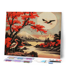 Cargar imagen en el visor de la galería, Diamond Painting - Grullas y Vista del Monte Fuji