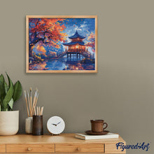 Cargar imagen en el visor de la galería, Diamond Painting - Pagoda en una Noche de Otoño 40x50cm con bastidor montado