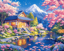 Cargar imagen en el visor de la galería, Diamond Painting - Diamond Painting - Casa de Sakura junto al Estanque 40x50cm con bastidor montado
