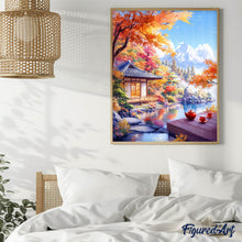 Cargar imagen en el visor de la galería, Diamond Painting - Casa del Té en Otoño junto al Lago
