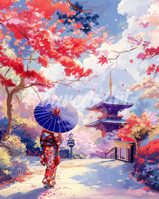 Cargar imagen en el visor de la galería, Diamond Painting - Diamond Painting - Jardín Japonés en Otoño 40x50cm con bastidor montado