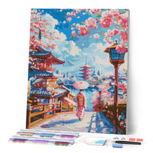 Cargar imagen en el visor de la galería, Diamond Painting - Calle de Cerezos en Flor en Kioto 40x50cm con bastidor montado