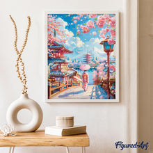 Cargar imagen en el visor de la galería, Diamond Painting - Calle de Cerezos en Flor en Kioto