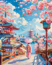 Cargar imagen en el visor de la galería, Diamond Painting - Diamond Painting - Calle de Cerezos en Flor en Kioto 40x50cm con bastidor montado