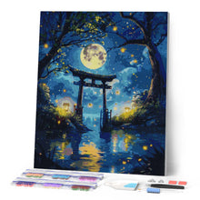 Cargar imagen en el visor de la galería, Diamond Painting - Torii a la Luz de la Luna y Luciérnagas