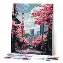 Cargar imagen en el visor de la galería, Diamond Painting - Calle de Cerezos en Flor en Tokyo