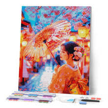 Cargar imagen en el visor de la galería, Diamond Painting - Chica con Kimono en la Calle de Sakura