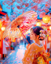 Cargar imagen en el visor de la galería, Diamond Painting - Chica con Kimono en la Calle de Sakura