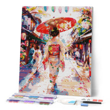 Cargar imagen en el visor de la galería, Diamond Painting - Chica con Yukata en la Calle Festiva