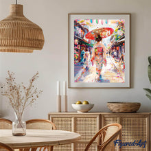 Cargar imagen en el visor de la galería, Diamond Painting - Chica con Yukata en la Calle Festiva 40x50cm con bastidor montado