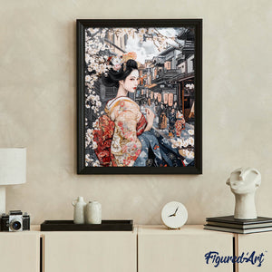 Diamond Painting - Geisha en una Calle Vintage