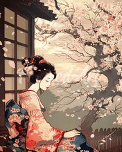 Cargar imagen en el visor de la galería, Diamond Painting - Dama con Kimono Vintage y Sakura