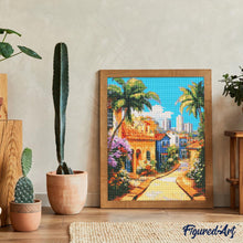Cargar imagen en el visor de la galería, Diamond Painting - Pueblo Tropical en la Ladera