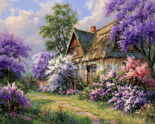 Cargar imagen en el visor de la galería, Diamond Painting - Cabaña con Jardín de Lilas