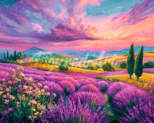 Cargar imagen en el visor de la galería, Diamond Painting - Colinas de Lavanda al Atardecer