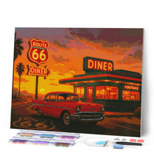 Cargar imagen en el visor de la galería, Diamond Painting - El Restaurante y el Coche Clásico