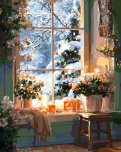 Cargar imagen en el visor de la galería, Diamond Painting - Diamond Painting - Invierno Romántico 40x50cm con bastidor montado