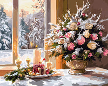 Cargar imagen en el visor de la galería, Diamond Painting - Diamond Painting - Nochebuena Romántica 40x50cm con bastidor montado