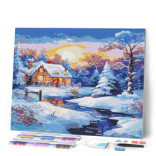 Cargar imagen en el visor de la galería, Diamond Painting - Cabaña Invernal al Atardecer