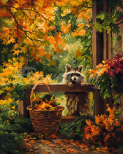 Cargar imagen en el visor de la galería, Diamond Painting - Mapache lindo en otoño
