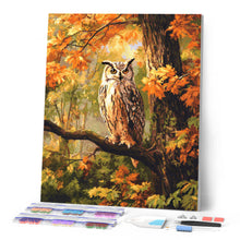 Cargar imagen en el visor de la galería, Diamond Painting - Búho entre hojas doradas