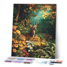 Cargar imagen en el visor de la galería, Diamond Painting - Ciervo entre flores de otoño