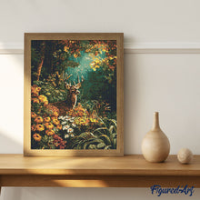 Cargar imagen en el visor de la galería, Diamond Painting - Ciervo entre flores de otoño
