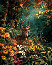 Cargar imagen en el visor de la galería, Diamond Painting - Ciervo entre flores de otoño