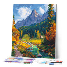 Cargar imagen en el visor de la galería, Diamond Painting - Arroyo alpino en otoño