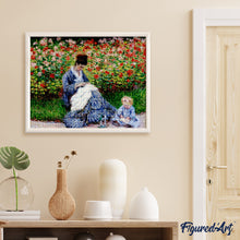 Cargar imagen en el visor de la galería, Diamond Painting - Camille Monet y un niño en el jardín del artista en Argenteuil - Monet