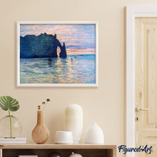 Cargar imagen en el visor de la galería, Diamond Painting - Acantilado en Étretat al atardecer - Monet