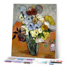 Cargar imagen en el visor de la galería, Diamond Painting - Naturaleza muerta: jarrón con rosas y anémonas - Van Gogh