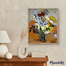 Cargar imagen en el visor de la galería, Diamond Painting - Naturaleza muerta: jarrón con rosas y anémonas - Van Gogh