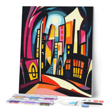 Cargar imagen en el visor de la galería, Diamond Painting - Ciudad Iluminada Abstracta Audaz