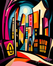 Cargar imagen en el visor de la galería, Diamond Painting - Ciudad Iluminada Abstracta Audaz