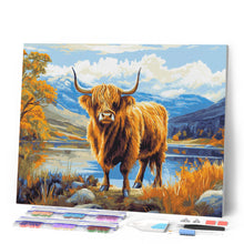 Cargar imagen en el visor de la galería, Diamond Painting - Highland Cow lago dorado